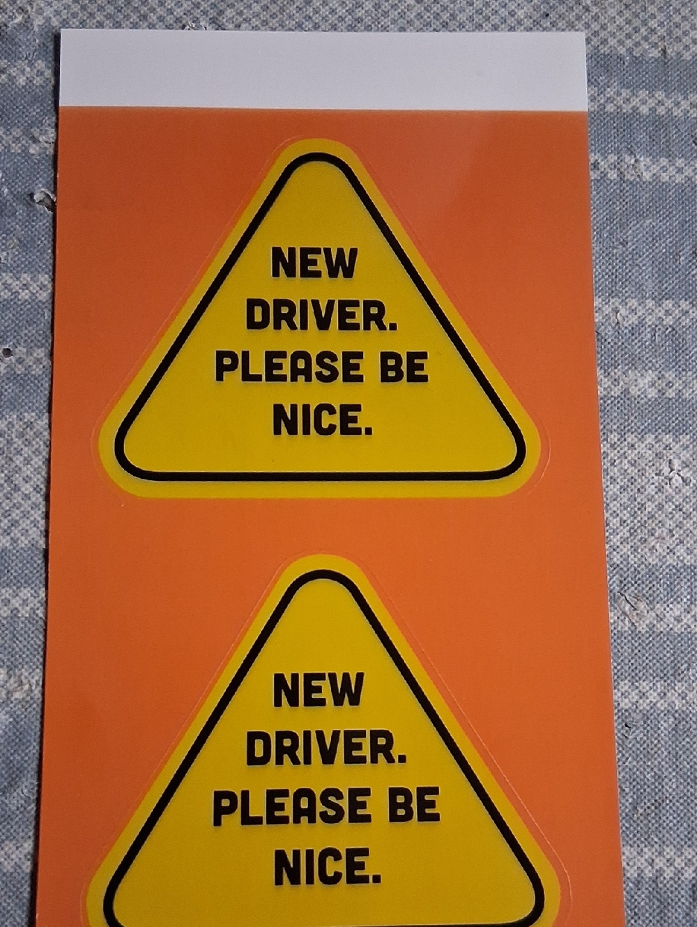 Yellow Triangle "New Driver Please Be Nice" Sticker - 2 Sticker